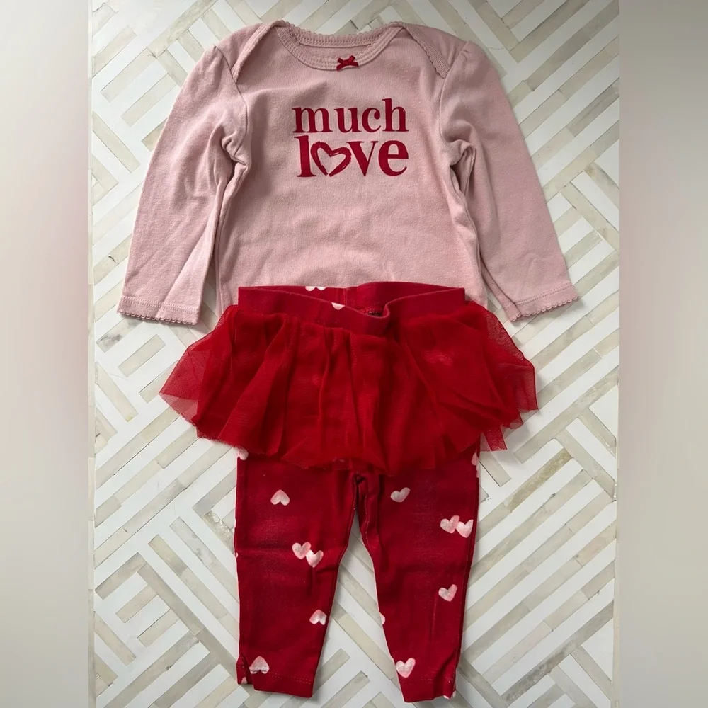 CARTERS Much Love Bodysuit & Tutu Leggings 2pc Set, 9mo